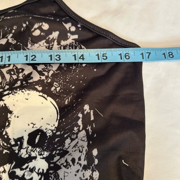SKULL TANK TOP RARE PUNK ROCK EMO GOTH Spaghetti Straps Size large W/BLACK - Picture 8 of 11